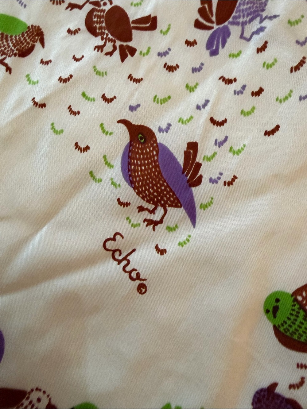 Vintage Echo Bird Print handkerchief scarf
